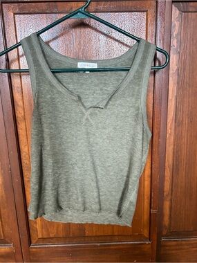 Ultra Flirt Olive Ribbed Scoop Neck Tank Top